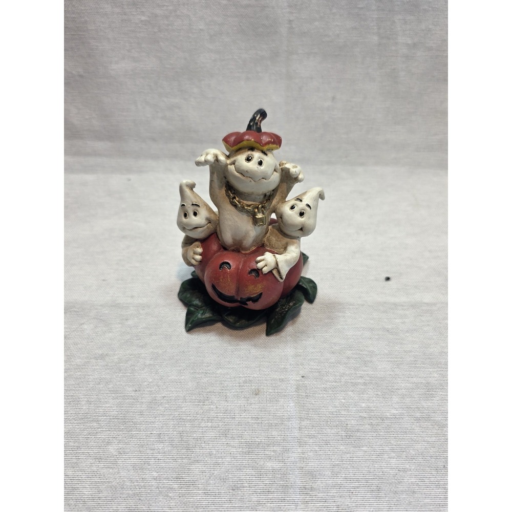 Halloween Ghost Figurine 3 Ghosts Jack O Lantern Pumpkin Spooky Fall Decor